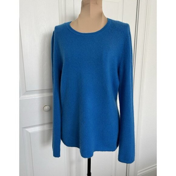 Lord & Taylor 100% Cashmere Round Neck Sweater Women Turquoise Blue Size L - Picture 1 of 7